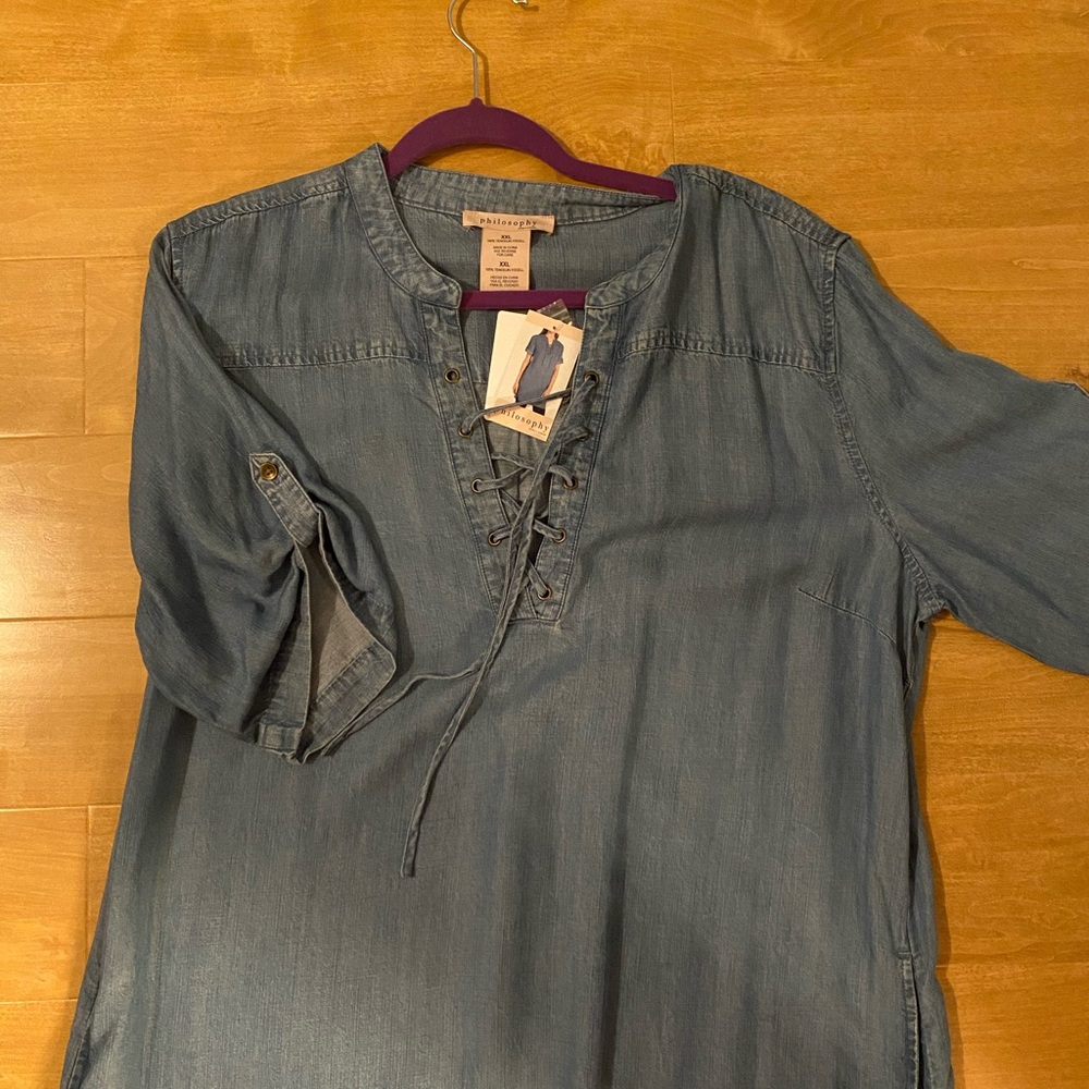 Philosophy Denim tunic dress new with tags. Great spring dress.